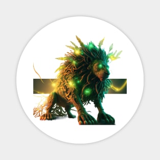 Green lion with green eyes Magnet